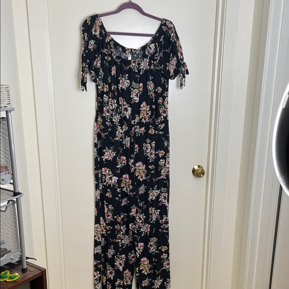 Xhilaration Black Floral Jumpsuit